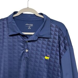Masters Tech Mens XXL Navy Blue Geometric Pattern Golf Polo Shirt